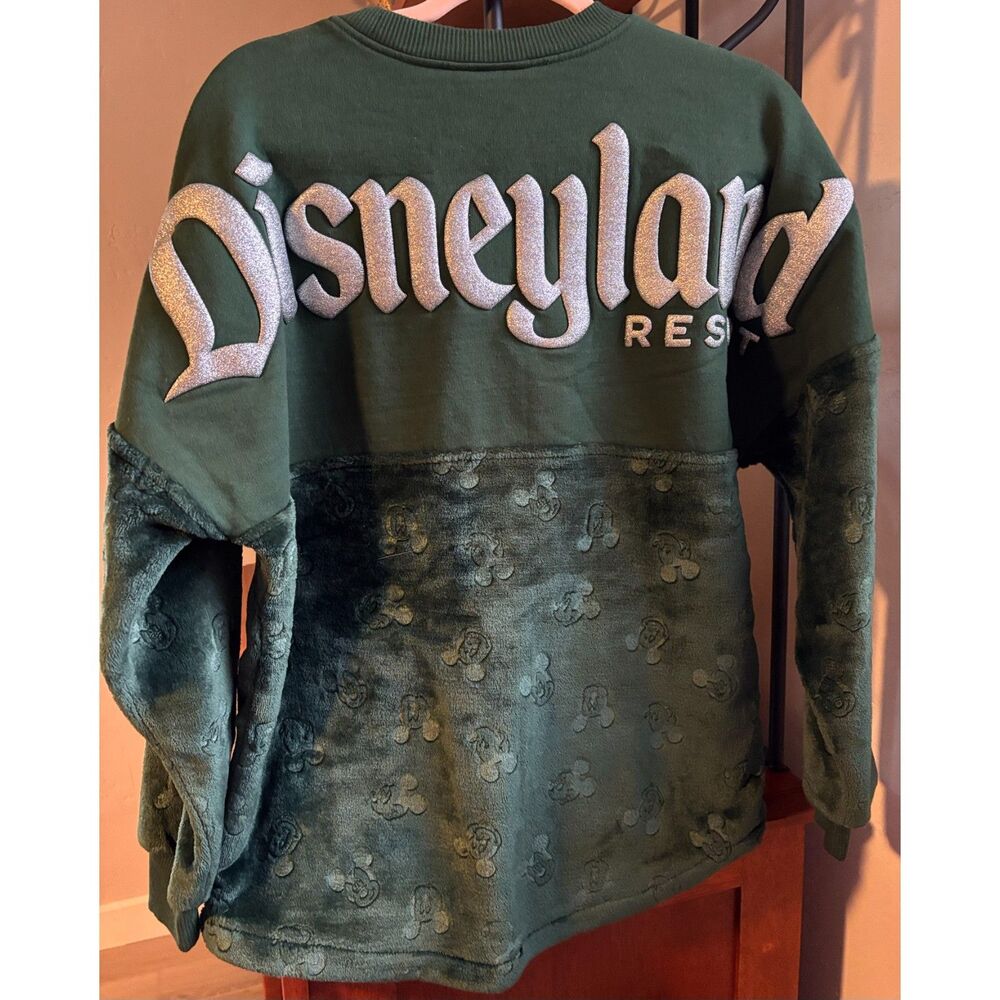 Disneyland Mickey Mouse Fleece Velour Green Spirit Jersey Sz S - Picture 2 of 3